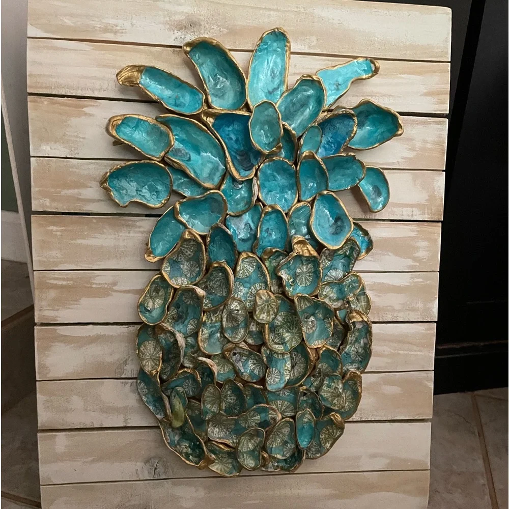 Handcrafted Pineapple Wallhanging, one of a kind-FL oysters handpicked w/o board - Picture 2 of 2